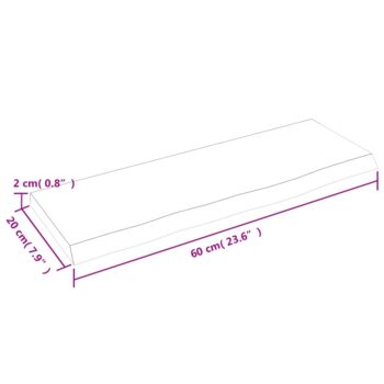 Stenska polica temno siva 60x20x2 cm obdelana trdna hrastovina