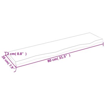 Stenska polica temno siva 80x20x2 cm obdelana trdna hrastovina