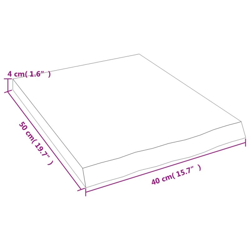 Stenska polica 40x50x4 cm neobdelana trdna hrastovina