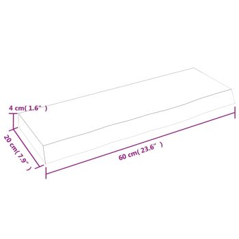 Stenska polica 60x20x4 cm neobdelana trdna hrastovina