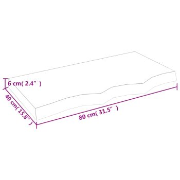 Stenska polica 80x40x6 cm neobdelana trdna hrastovina