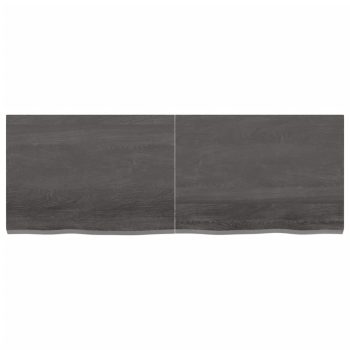 Stenska polica temno siva 140x50x4 cm obdelana trdna hrastovina