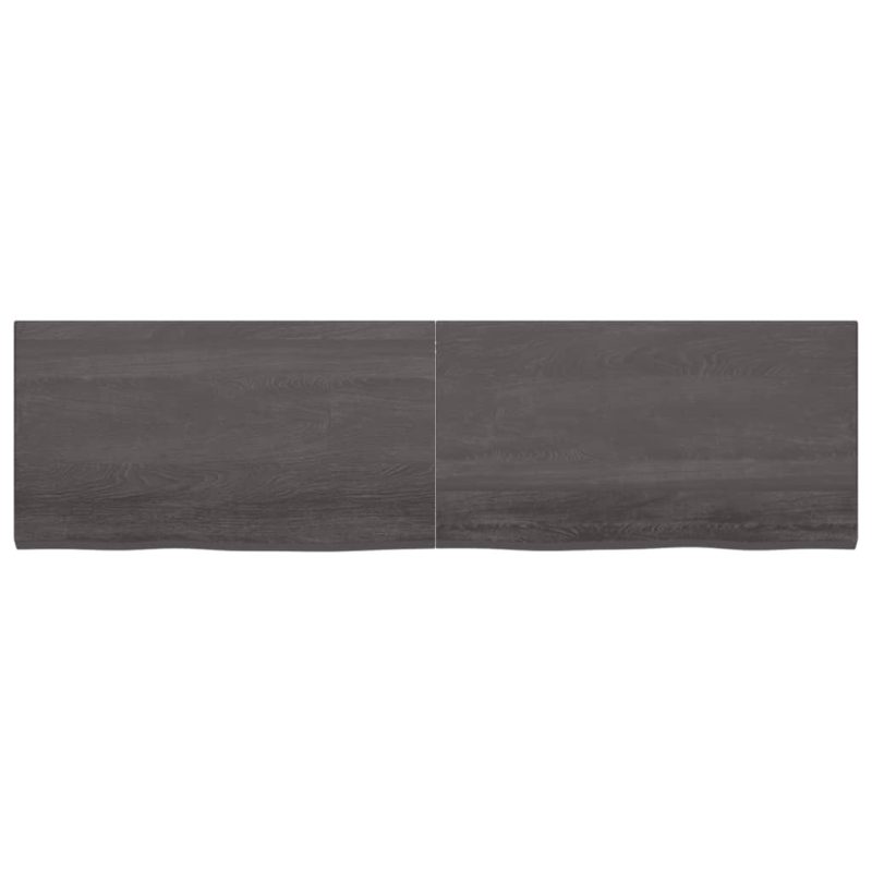 Stenska polica temno siva 220x60x4 cm obdelana trdna hrastovina