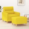Fotelj s stolčkom za noge svetlo rumen 60 cm blago