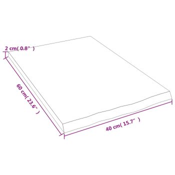 Stenska polica 40x60x2 cm neobdelana trdna hrastovina