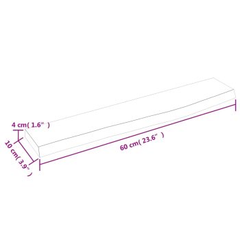 Stenska polica temno siva 60x10x4 cm obdelana trdna hrastovina