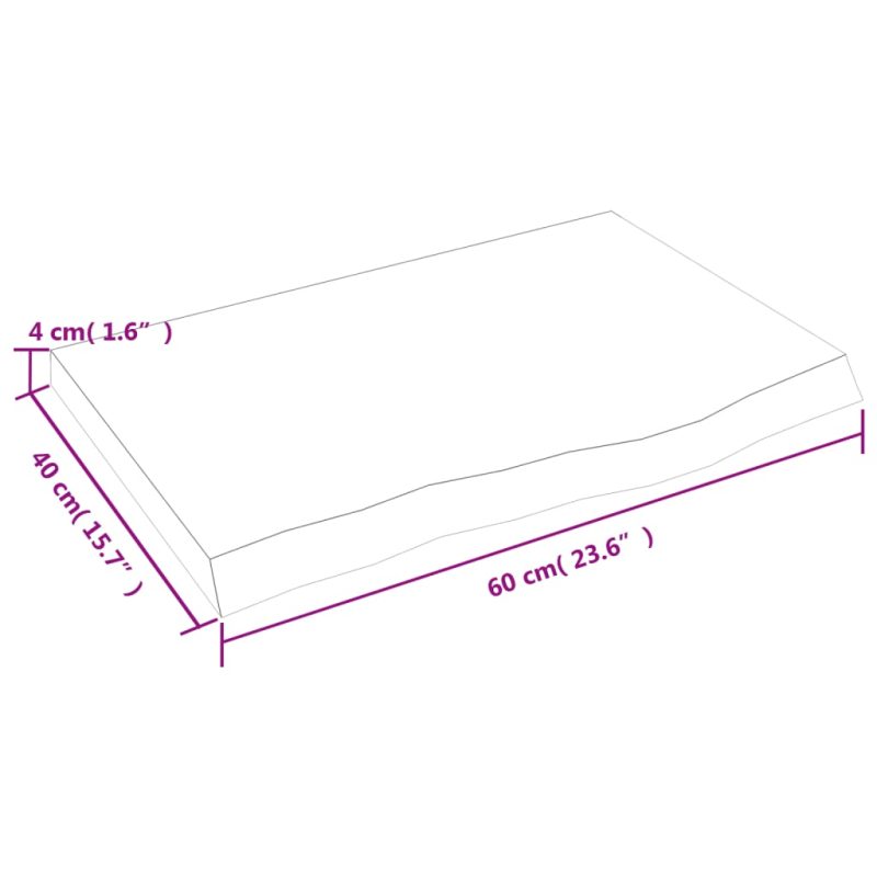 Stenska polica temno siva 60x40x4 cm obdelana trdna hrastovina