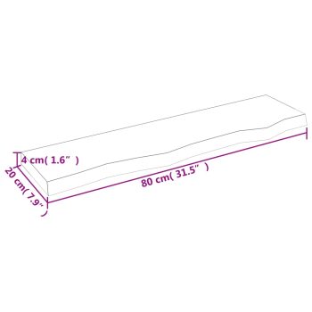 Stenska polica temno siva 80x20x4 cm obdelana trdna hrastovina