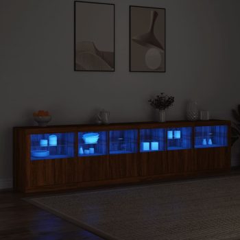 Komoda z LED lučkami rjav hrast 283x37x67 cm