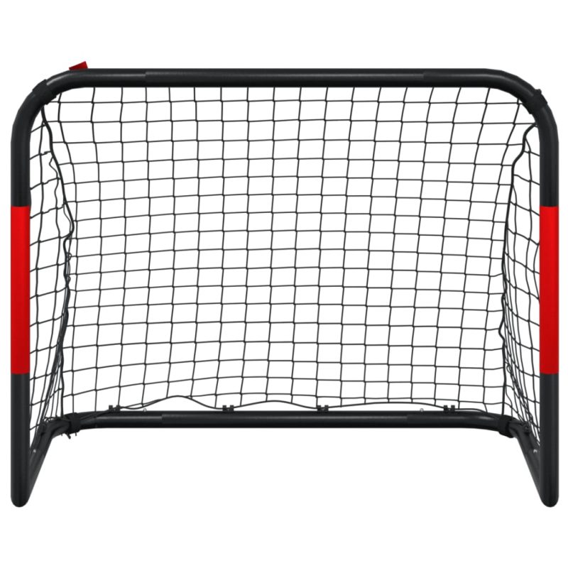 Nogometni gol z mrežo rdeč in črn 90x48x71 cm jeklo