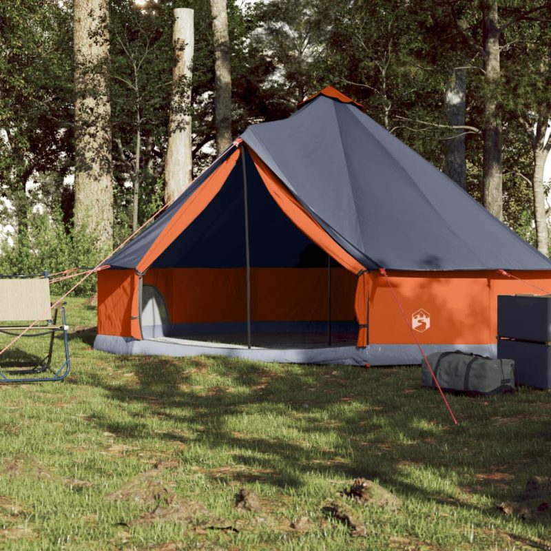 Družinski šotor tipi za 6 oseb siv in oranžen vodoodporen