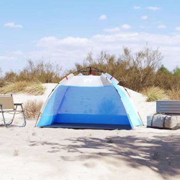 Šotor za plažo za 2 osebi moder za hitro postavitev vodoodporen