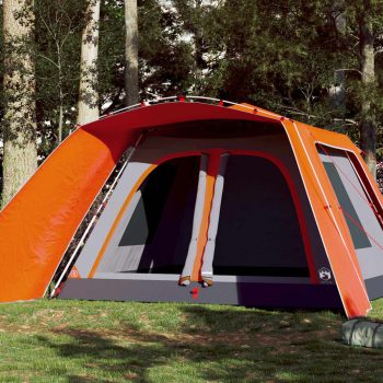 Družinski šotor s predprostorom za 9 oseb siv in oranžen