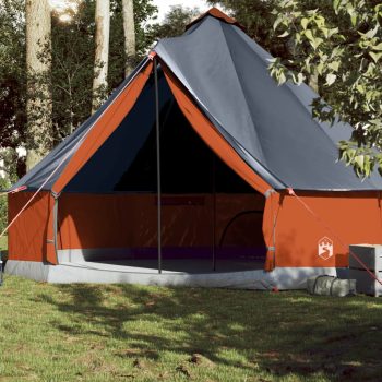 Družinski šotor tipi za 10 oseb siv in oranžen vodoodporen