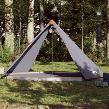 Družinski šotor tipi za 8 oseb siv in oranžen vodoodporen