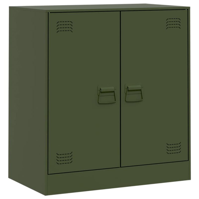 Komoda olivno zelena 67x39x73 cm jeklo