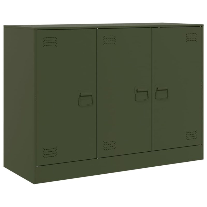 Komoda olivno zelena 99x39x73 cm jeklo