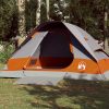 Šotor za kampiranje za 4 osebe siv in oranžen vodoodporen